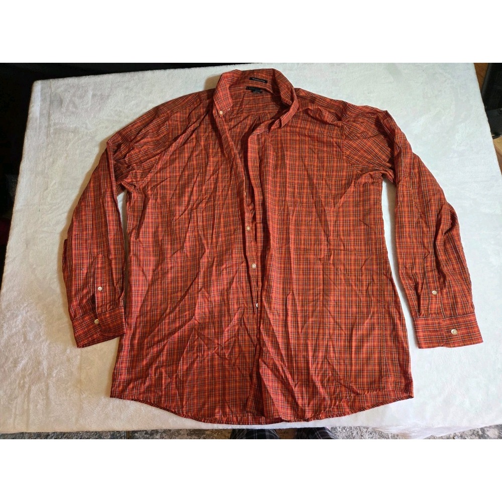 M401 Saddlebrod Tallman Men's 2XLT Plaid Button Up Shirt Orange Red Tall